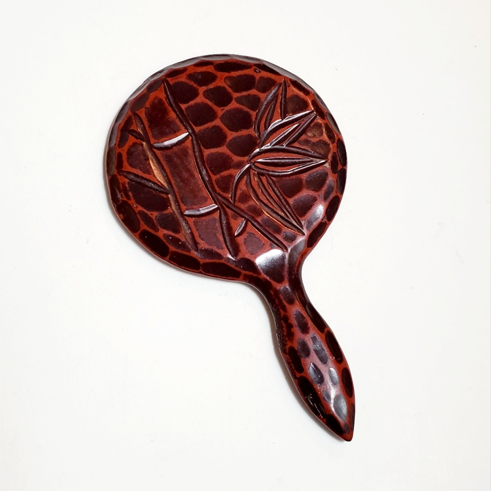 Vintage Handcarved Small Hand Mirror